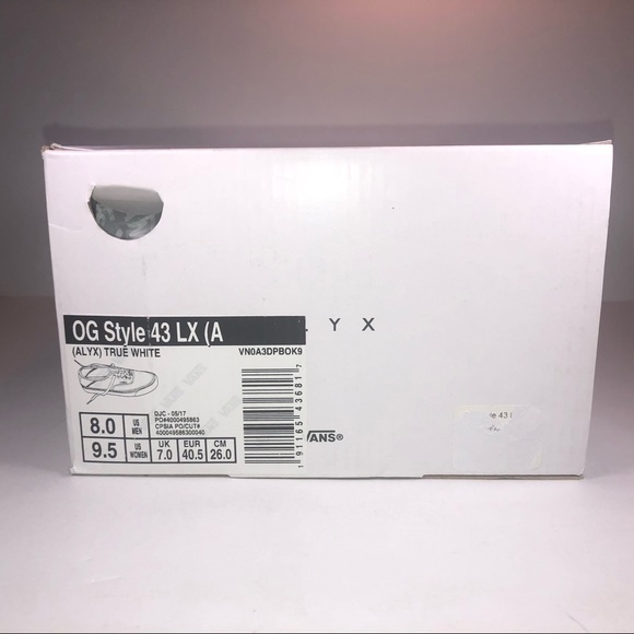 Vans ALYX OG Style 43 LX True White Lace Up Shoes - Picture 8 of 8